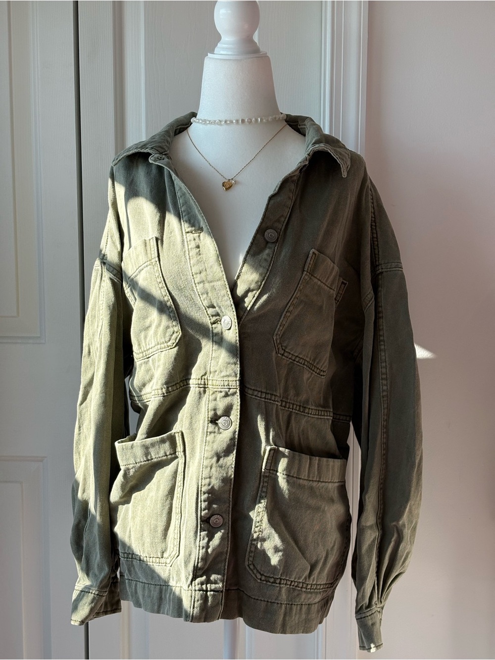 H&M Olive Green Utility Jacket with Front Pockets